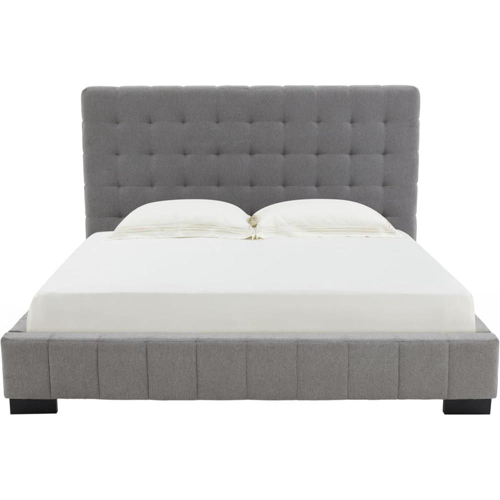 image:imageSAFAVIEH Couture Collection Vivaldi WhiteBlack Tufted Linen King Size BedGreyBlack