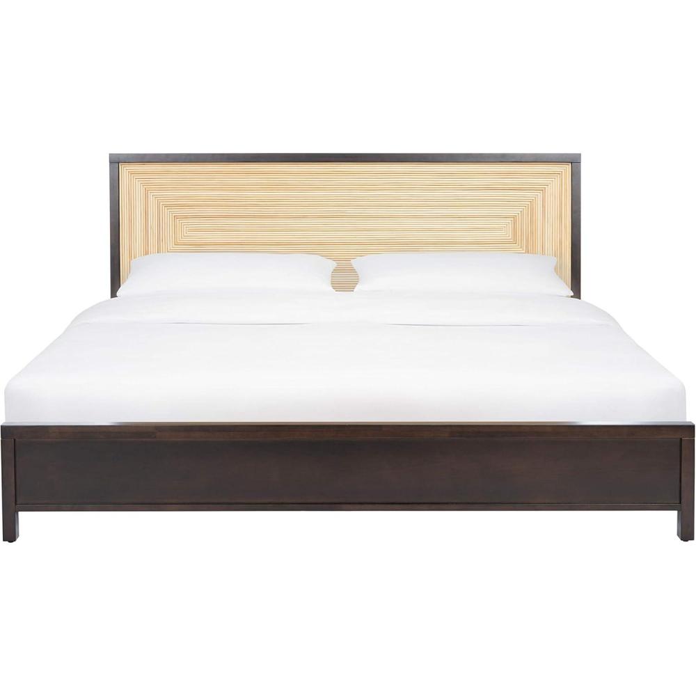 image:imageSAFAVIEH Couture Home Collection Stassie Coastal Natural CaneBlack Headboard No Box Spring Required King Bed