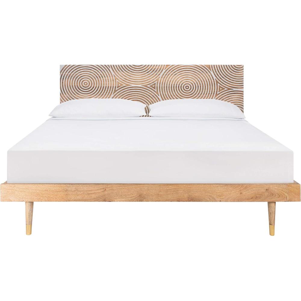 image:imageSAFAVIEH Couture Home Dalvin Natural and Distressed Whitewash Wood Queen Bed PlatformNatural