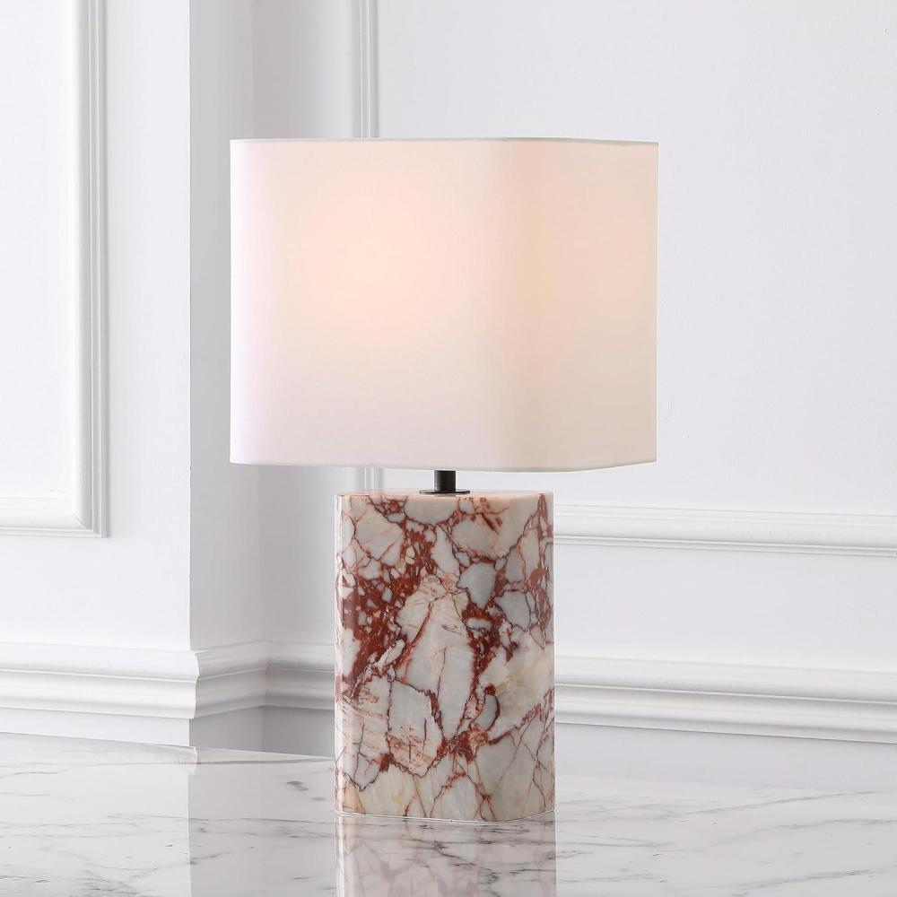 image:imageSAFAVIEH Couture Lighting Collection Lisabryna Travertine Table Lamp with White Shade 22 Modern Bedside or Living Room Light Dimmable with LED Bulb CTL1094AWhiteRed