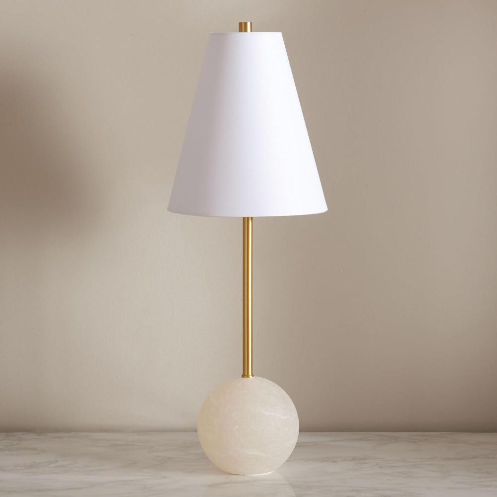 image:imageSAFAVIEH Couture Lighting Collection Genesis GoldWhite Alabaster 26inch Table Lamp LED Bulbs Included
