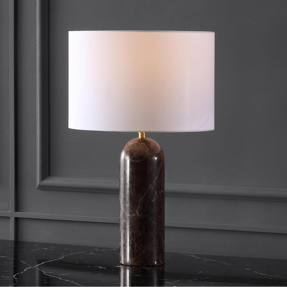 image:imageSAFAVIEH Couture Lighting Collection Kayabelle Dark BrownWhite Marble 27inch Dimmable Table Lamp for Bedroom Living Room Home Office Desk Nightstand LED Bulb Included