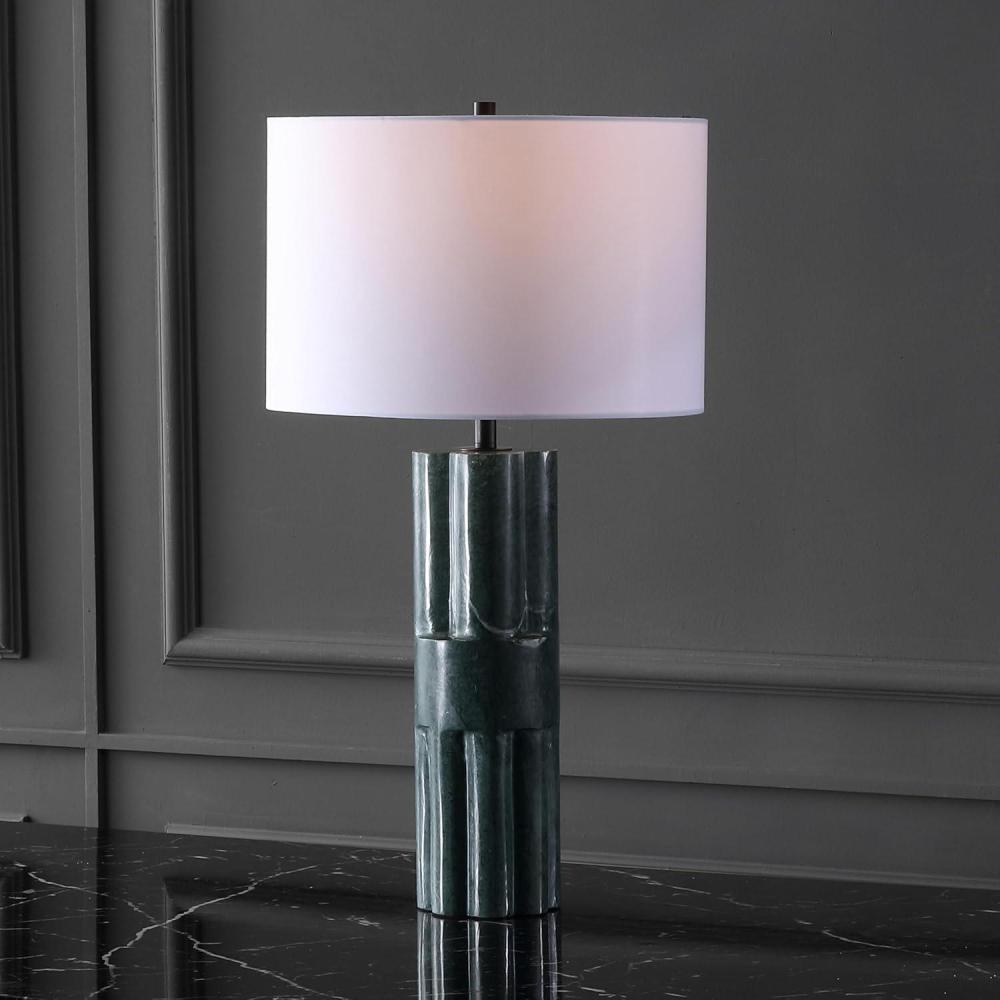 image:imageSAFAVIEH Couture Lighting Collection Tolliver Dark GreenWhite Marble 28inch Table Lamp for Bedroom Living Room Home Office Desk Nightstand LED Bulb Included