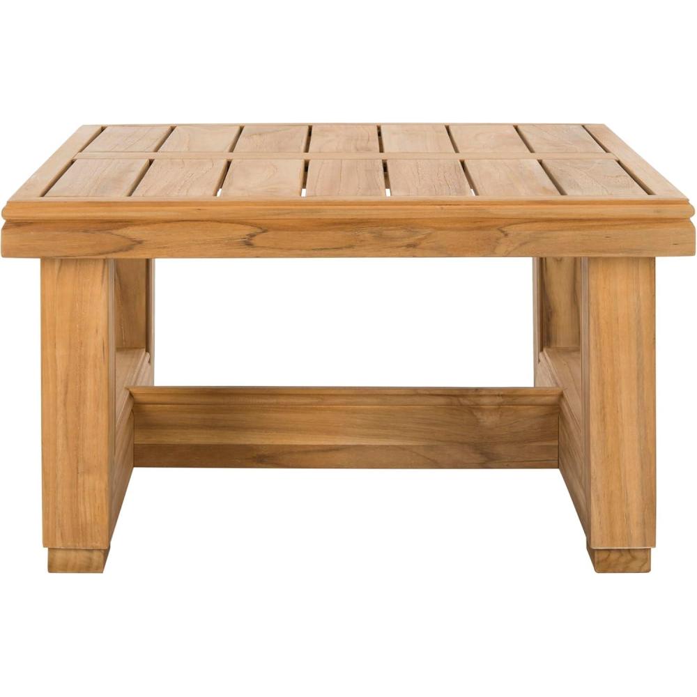 image:imageSAFAVIEH Couture Outdoor Collection CPT1002 Table BlackNatural Teak