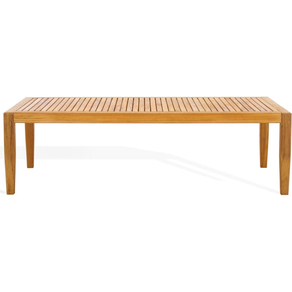 image:imageSAFAVIEH Couture Outdoor Collection Samoa Natural Brown Brazilian Teak Solid Wood Patio Coffee Table