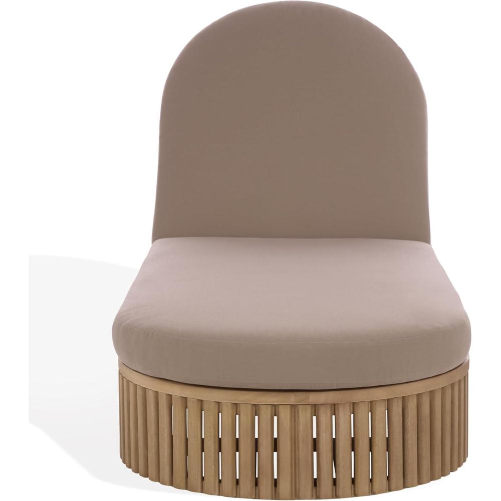 image:imageSAFAVIEH Couture Outdoor Patio Furniture Collection Arielle Solid Wood Sun Lounger Adjustable Reclining Chaise Lounge Chair Fully Assembled CPT5002NaturalBrown