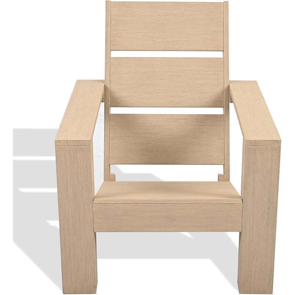 image:imageSAFAVIEH Couture Outdoor Patio Furniture Collection Calypso Sand Eucalyptus Adirondack Chair Classic Outdoor Lounge Chair for Patio Deck amp Garden Solid Wood CPT1064ASand