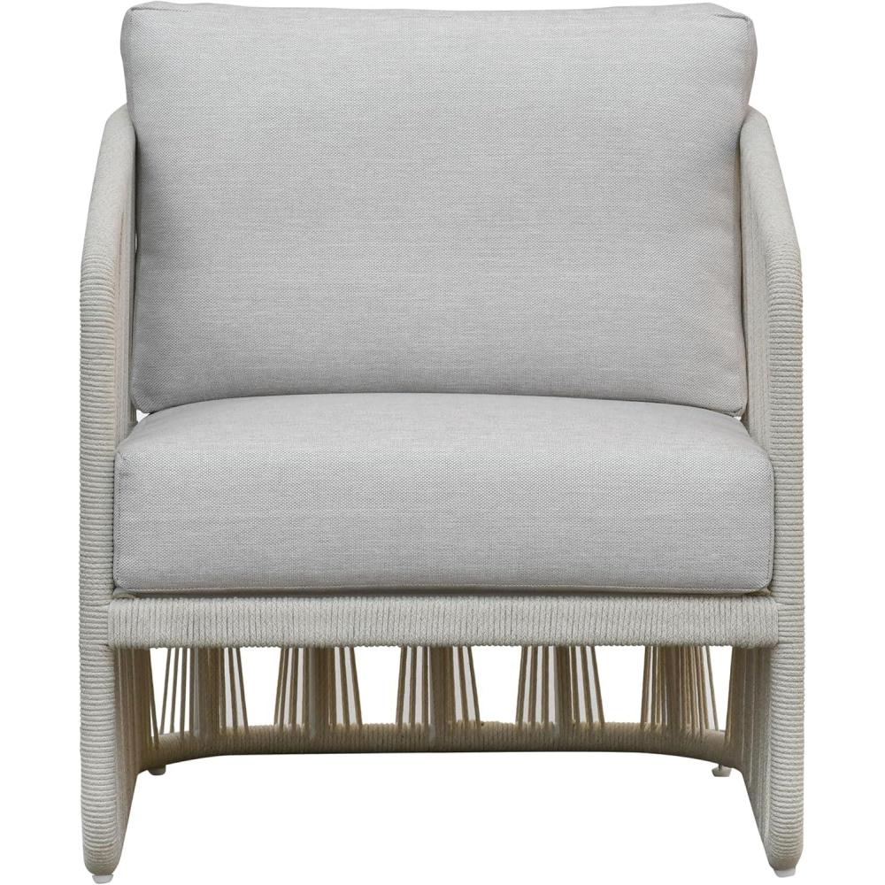 image:imageSAFAVIEH Couture Outdoor Patio Furniture Collection Franklyn Rope Accent Chair White Aluminum Frame with Beige Woven Rope amp Cushions Fully Assembled CPT4014AWhiteBeige