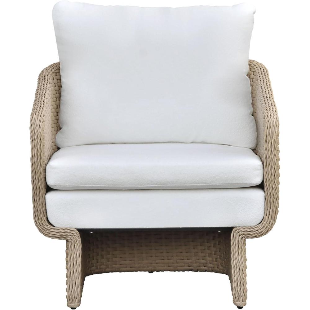 image:imageSAFAVIEH Couture Outdoor Patio Furniture Collection Giuseppe Natural amp White Wicker Accent Chair Modern Rattan Design with Cushions Fully Assembled CPT4016ANaturalWhite