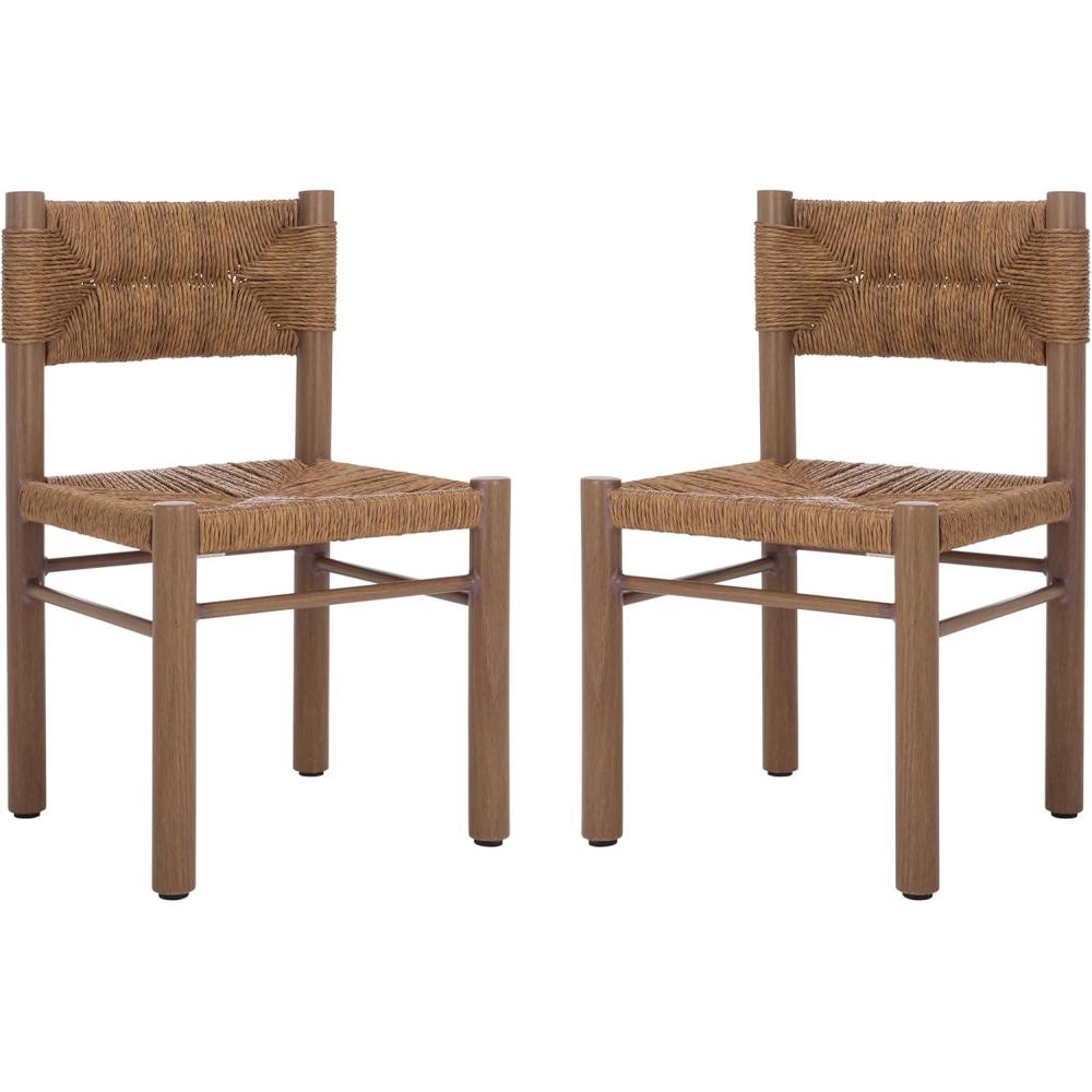 image:imageSAFAVIEH Couture Outdoor Patio Furniture Collection Romona Tropical Dining Chair Set of 2 Brown Woven Rattan Seat Fully Assembled CPT4000BBrown