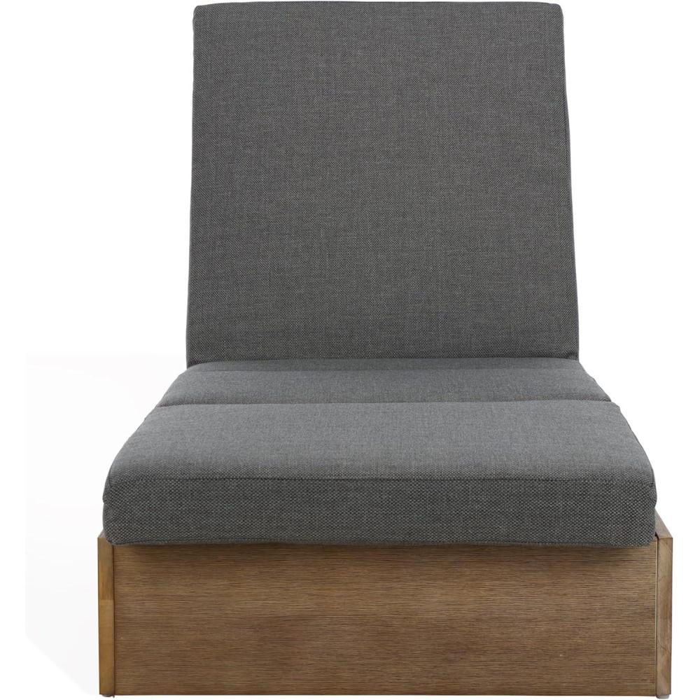 image:imageSAFAVIEH Outdoor Couture Collection Vincent Dark Brown Solid WoodBeige Cushion Chaise Lounge Chair with Storage CPT1043ANaturalDark Grey