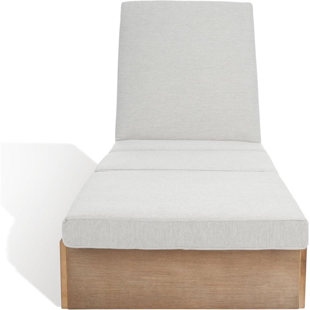 image:imageSAFAVIEH Outdoor Couture Collection Vincent Dark Brown Solid WoodBeige Cushion Chaise Lounge Chair with Storage CPT1043ANaturalWhite