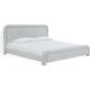 SAFAVIEH Couture Collection – Adelle Cream Chenille Upholstered Queen Bed, Rounded Modern Frame Design, No Box Spring Needed (SFV4874A-Q)(Black/White)