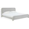 SAFAVIEH Couture Collection – Adelle Cream Chenille Upholstered Queen Bed, Rounded Modern Frame Design, No Box Spring Needed (SFV4874A-Q)(Brown/White)