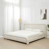 SAFAVIEH Couture Collection – Adelle Cream Chenille Upholstered Queen Bed, Rounded Modern Frame Design, No Box Spring Needed (SFV4874A-Q)(Creme)