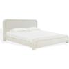 SAFAVIEH Couture Collection – Adelle Cream Chenille Upholstered Queen Bed, Rounded Modern Frame Design, No Box Spring Needed (SFV4874A-Q)(Creme)