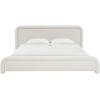 SAFAVIEH Couture Collection – Adelle Cream Chenille Upholstered Queen Bed, Rounded Modern Frame Design, No Box Spring Needed (SFV4874A-Q)(Creme)