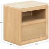 SAFAVIEH Couture Collection – Alaura Travertine Top & Oak Nightstand, Modern Bedside Table with Drawer & Shelf, Fully Assembled (SFV2222A)(Travertine/Oak)