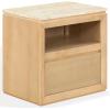 SAFAVIEH Couture Collection – Alaura Travertine Top & Oak Nightstand, Modern Bedside Table with Drawer & Shelf, Fully Assembled (SFV2222A)(Travertine/Oak)