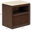 SAFAVIEH Couture Collection – Alaura Travertine Top & Oak Nightstand, Modern Bedside Table with Drawer & Shelf, Fully Assembled (SFV2222A)(Travertine/Walnut)