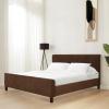 SAFAVIEH Couture Collection – Finney Cream Upholstered Queen Bed, Modern Minimalist Design, No Box Spring Needed (SFV4872A-Q)(Dark Brown)
