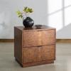 SAFAVIEH Couture Collection – Frankie Walnut Brown Burl 2 Drawer Nightstand, Modern Bedside Table with Storage, Fully Assembled Bedroom Furniture (SFV7724A)(Walnut Burl)