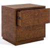 SAFAVIEH Couture Collection – Frankie Walnut Brown Burl 2 Drawer Nightstand, Modern Bedside Table with Storage, Fully Assembled Bedroom Furniture (SFV7724A)(Walnut Burl)
