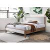 SAFAVIEH Couture Collection – Giuliano Walnut Wood Frame Bed, Ivory Fabric Upholstered Headboard, RV King Size, No Box Spring Needed (SFV1804B-K)(Ivory/Natural)