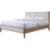 SAFAVIEH Couture Collection – Giuliano Walnut Wood Frame Bed, Ivory Fabric Upholstered Headboard, RV King Size, No Box Spring Needed (SFV1804B-K)(Ivory/Natural)