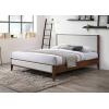 SAFAVIEH Couture Collection – Giuliano Walnut Wood Frame Bed, Ivory Fabric Upholstered Headboard, RV King Size, No Box Spring Needed (SFV1804B-K)(Ivory/Walnut)