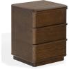 SAFAVIEH Couture Collection – Guillermo Walnut 3 Drawer Wood Nightstand, Fully Assembled Modern Bedroom Storage Accent (SFV4270A)(Walnut)