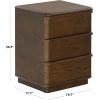SAFAVIEH Couture Collection – Guillermo Walnut 3 Drawer Wood Nightstand, Fully Assembled Modern Bedroom Storage Accent (SFV4270A)(Walnut)