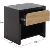 SAFAVIEH Couture Collection – Halcyon Black & Travertine Drawer Nightstand, Fully Assembled Bedside Table with Storage (SFV5776A)(Travertine/Black)