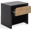 SAFAVIEH Couture Collection – Halcyon Black & Travertine Drawer Nightstand, Fully Assembled Bedside Table with Storage (SFV5776A)(Travertine/Black)
