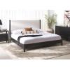 SAFAVIEH Couture Collection – Jaylessa King Natural Wood Frame Bed, Brown Fabric Upholstered Headboard, No Box Spring Needed (SFV2169D-K)(Black/Beige)