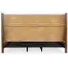 SAFAVIEH Couture Collection – Jaylessa King Natural Wood Frame Bed, Brown Fabric Upholstered Headboard, No Box Spring Needed (SFV2169D-K)(Medium Oak/Beige)