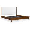 SAFAVIEH Couture Collection – Jaylessa King Natural Wood Frame Bed, Brown Fabric Upholstered Headboard, No Box Spring Needed (SFV2169D-K)(Medium Oak/Beige)