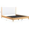 SAFAVIEH Couture Collection – Jaylessa King Natural Wood Frame Bed, Brown Fabric Upholstered Headboard, No Box Spring Needed (SFV2169D-K)(Natural/Beige)