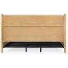 SAFAVIEH Couture Collection – Jaylessa King Natural Wood Frame Bed, Brown Fabric Upholstered Headboard, No Box Spring Needed (SFV2169D-K)(Natural/Beige)