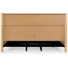 SAFAVIEH Couture Collection – Jaylessa King Natural Wood Frame Bed, Brown Fabric Upholstered Headboard, No Box Spring Needed (SFV2169D-K)(Natural/Brown)
