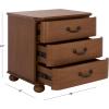 SAFAVIEH Couture Collection – Jessy Walnut & Black 3 Drawer Bun Foot Nightstand, Solid Wood Bedroom Furniture, Fully Assembled (SFV7725A)(Walnut/Black)