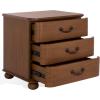 SAFAVIEH Couture Collection – Jessy Walnut & Black 3 Drawer Bun Foot Nightstand, Solid Wood Bedroom Furniture, Fully Assembled (SFV7725A)(Walnut/Black)