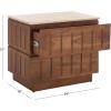 SAFAVIEH Couture Collection – Kaylissa Walnut & Travertine Top 2 Drawer Nightstand, Solid Wood Bedroom Furniture, Fully Assembled (SFV9757A)(Travertine/Walnut)