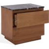 SAFAVIEH Couture Collection – Lilybelle Walnut & Black Marble Top 2 Drawer Nightstand, Solid Wood Bedroom Furniture, Fully Assembled (SFV9755A)(Walnut/Black)