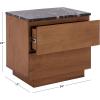 SAFAVIEH Couture Collection – Lilybelle Walnut & Black Marble Top 2 Drawer Nightstand, Solid Wood Bedroom Furniture, Fully Assembled (SFV9755A)(Walnut/Black)