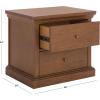 SAFAVIEH Couture Collection – Lizzy Walnut 2-Drawer Wood Nightstand, Fully Assembled Bedroom Storage with Metal Drawer Glides (SFV7727A)(Walnut)