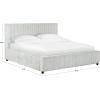 SAFAVIEH Couture Collection – Mallika Grey Corduroy Queen Bed, Channel Tufted Headboard, Plush Upholstery, No Box Spring Needed (SFV6117B-Q)(Grey/Black)