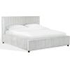 SAFAVIEH Couture Collection – Mallika Grey Corduroy Queen Bed, Channel Tufted Headboard, Plush Upholstery, No Box Spring Needed (SFV6117B-Q)(Grey/Black)
