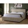 SAFAVIEH Couture Collection – Mallika Grey Corduroy Queen Bed, Channel Tufted Headboard, Plush Upholstery, No Box Spring Needed (SFV6117B-Q)(Ivory/Black)
