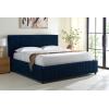 SAFAVIEH Couture Collection – Mallika Grey Corduroy Queen Bed, Channel Tufted Headboard, Plush Upholstery, No Box Spring Needed (SFV6117B-Q)(Navy/Black)